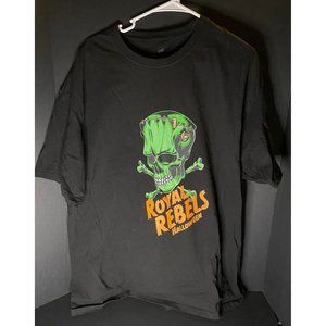 Royal Rebles Halloween Spell Out Graphic Casual T-shirt Tee Mens XXL 2XL Black